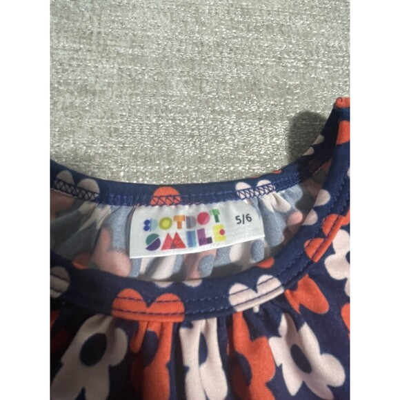 Dot Dot Smile Dress Girl’s Size 5/6 Blue Floral Short Sleeve Graphic - Picture 5 of 10